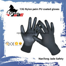 13G Nylon Palm Black PU Coated Gloves.